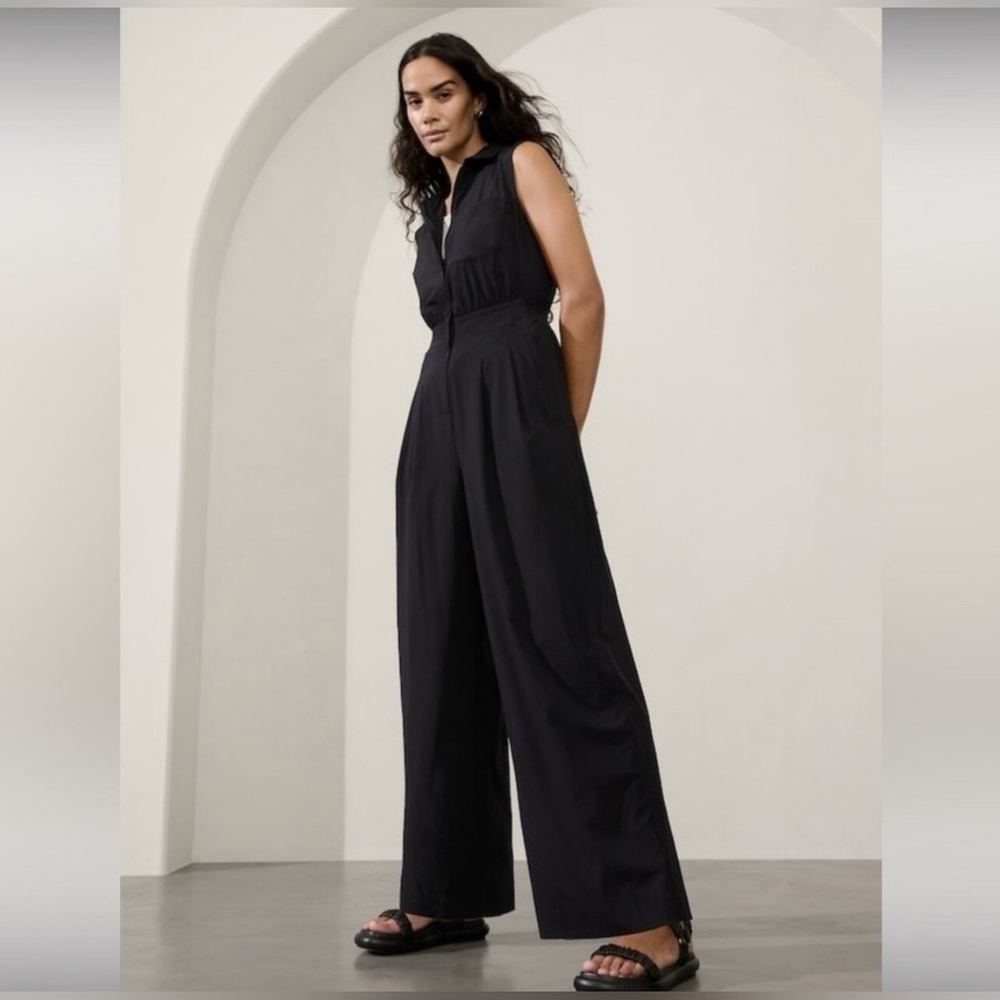 Athleta Brooklyn Heights Wide Leg Black Sleeveless Jumpsuit